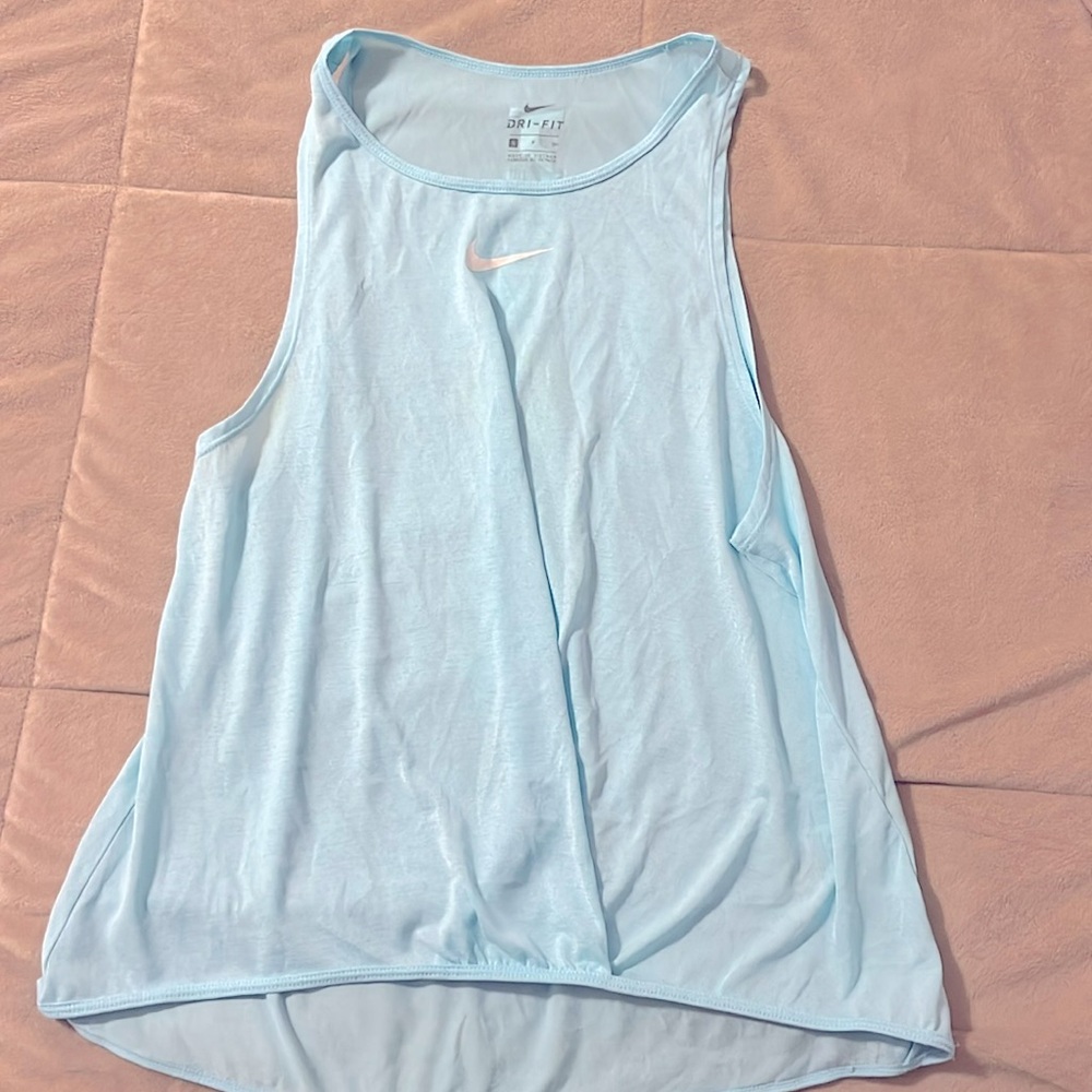 Nike blue twist front workout top small